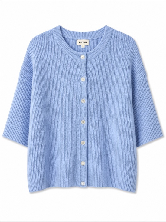 AUREUM Sweaters - Aureum Baby Blue Knit Cardigan Short Sleeve